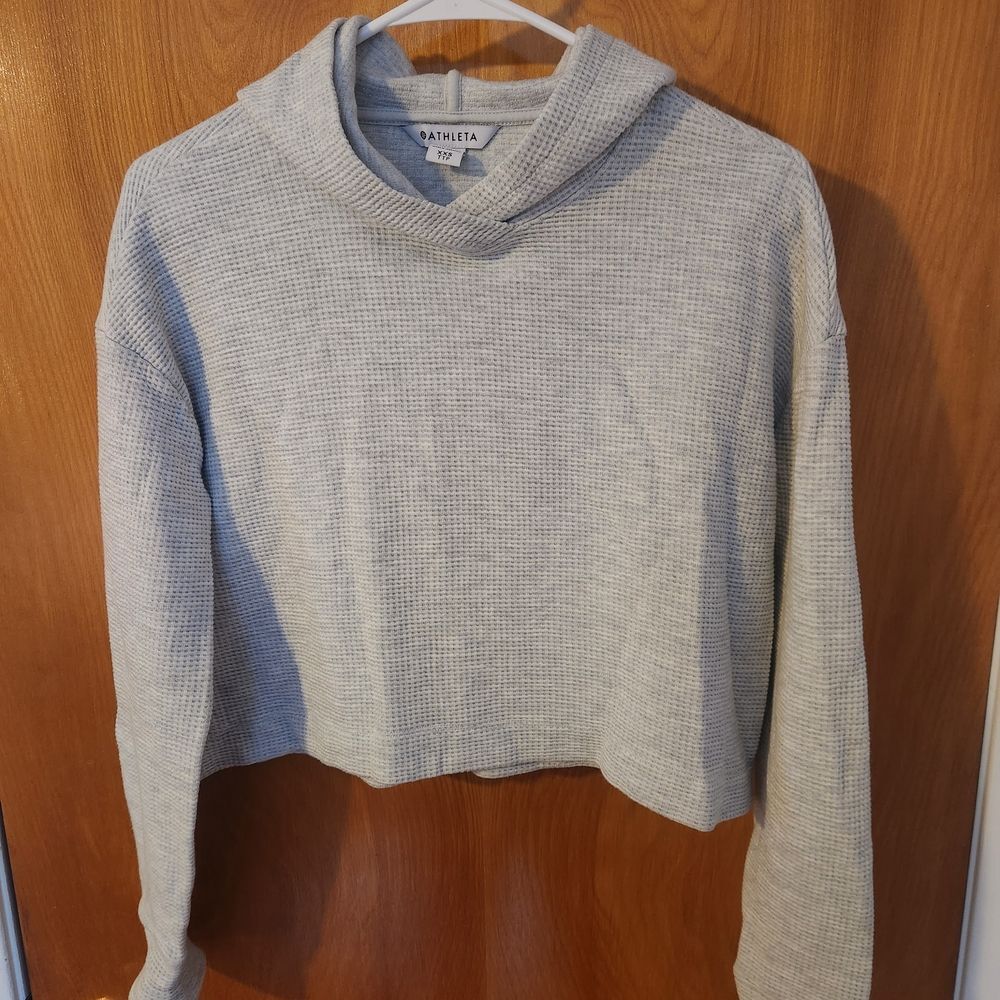 Athleta Waffle Knit Hoodie And Joggers Set In Gray XXS